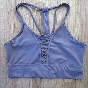 NIKE Size L cropped laced sports bra tank Lavender Purple